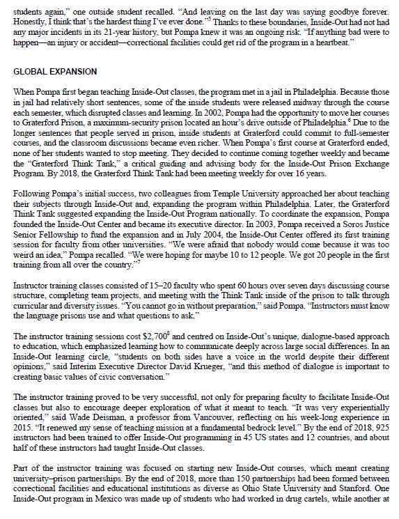 Case study of the "Inside-out" Prison Exchange