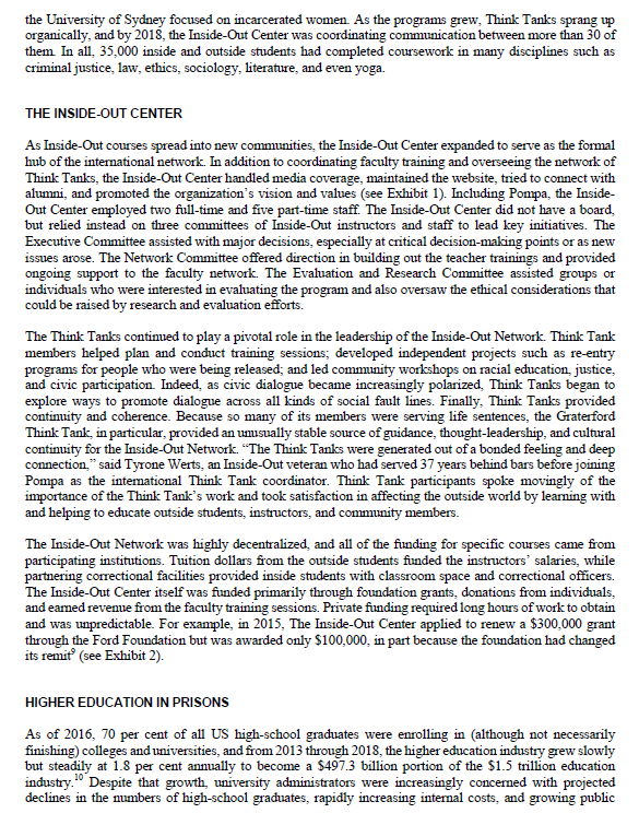 Case study of the "Inside-out" Prison Exchange