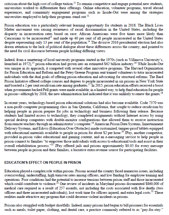 Case study of the "Inside-out" Prison Exchange