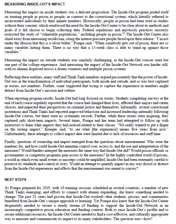 Case study of the "Inside-out" Prison Exchange