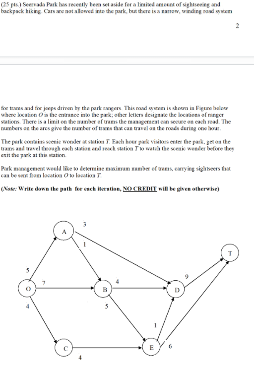 (25 pts.) Seervada Park has recently been set