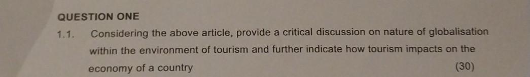 QUESTION ONE 1.1. Considering the above article,