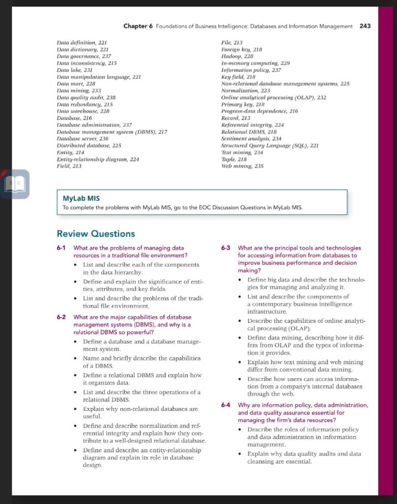 Chapter 6 Foundations of Business Intelligence: