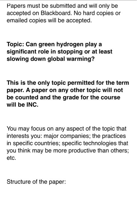 Papers must be submitted and will only be