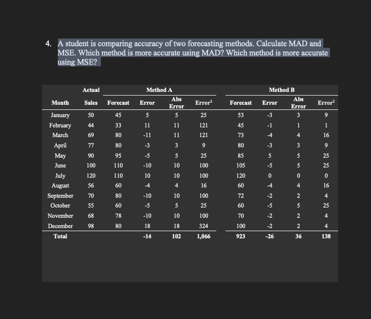 A student is comparing accuracy of two