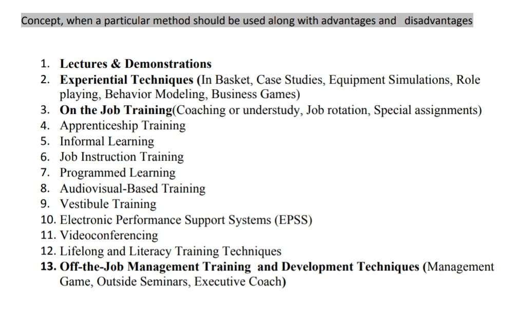 Concept, when a particular method should be used