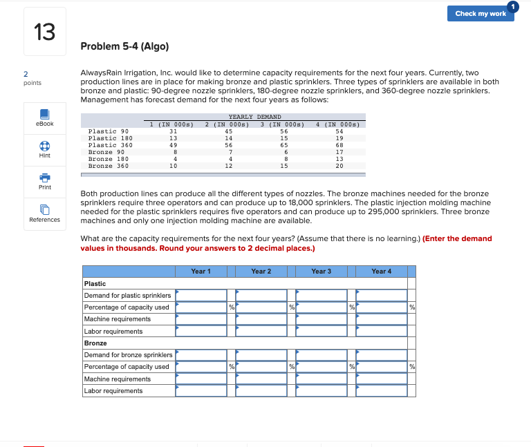 Check my work 13 Problem 5-4 (Algo) 2 points