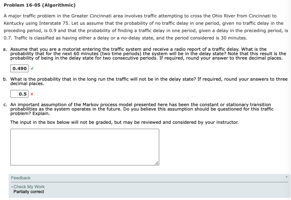 Problem 16-05 (Algorithmic) A major traffic