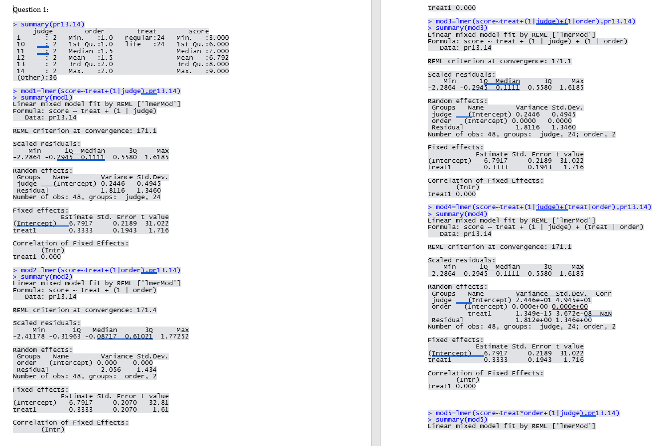 APPLIED EXPERIMENTAL DESIGN Show all work and use