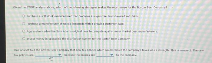 SWOT Analysis 3. SWOT analysis The Boston Beer