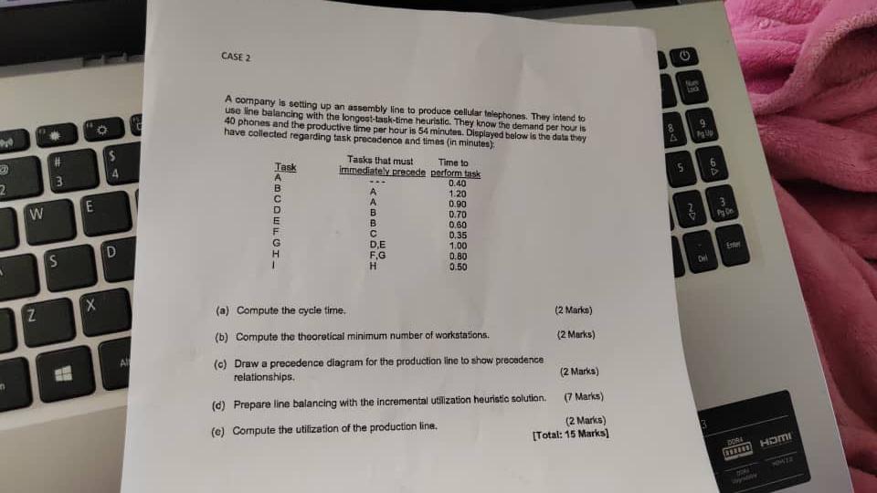 A company is setting up an assembly line to