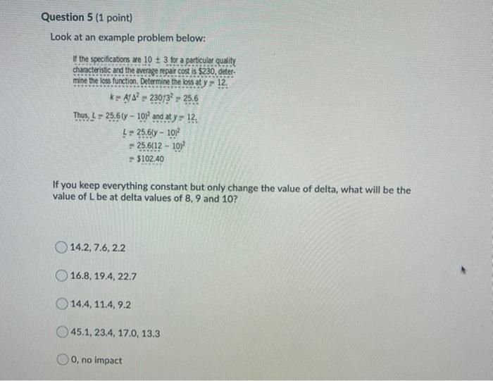 Question 5 (1 point) Look at an example problem