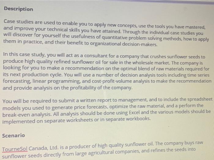 talk about this case study and also prepare excel
