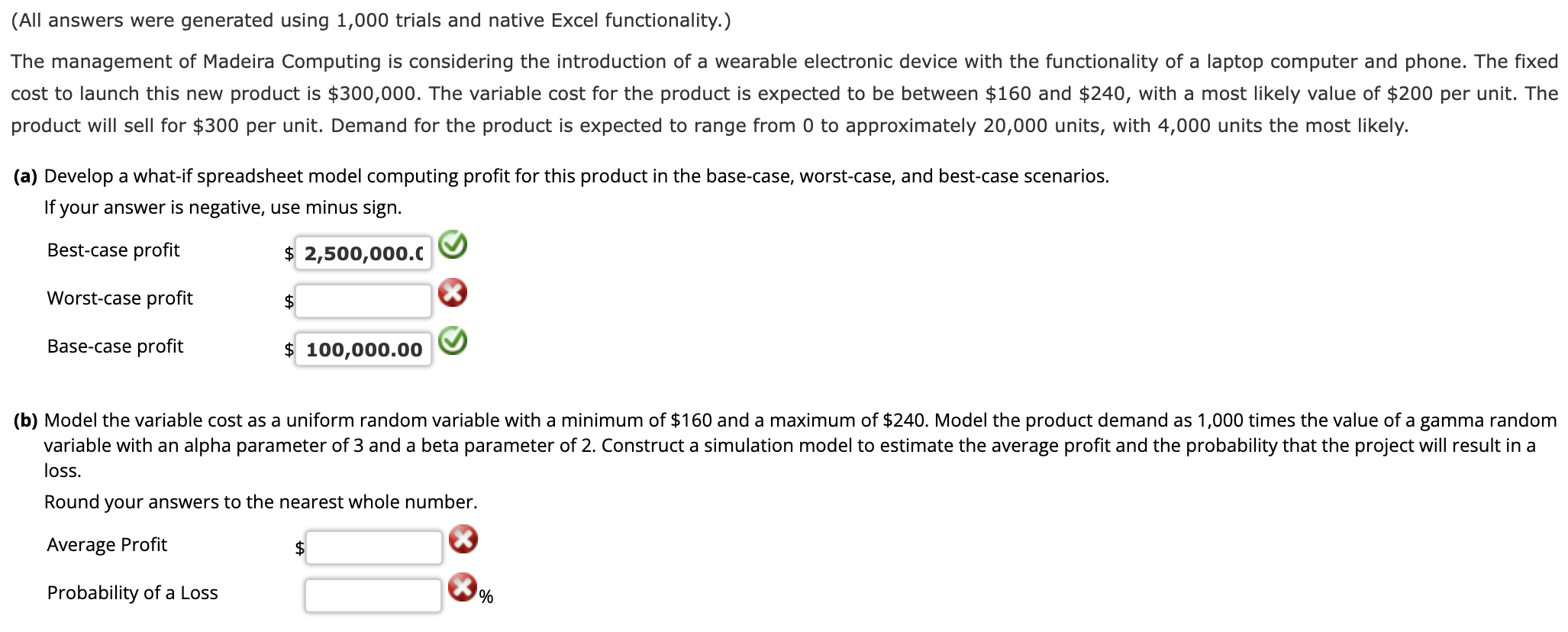 (All answers were generated using 1,000 trials