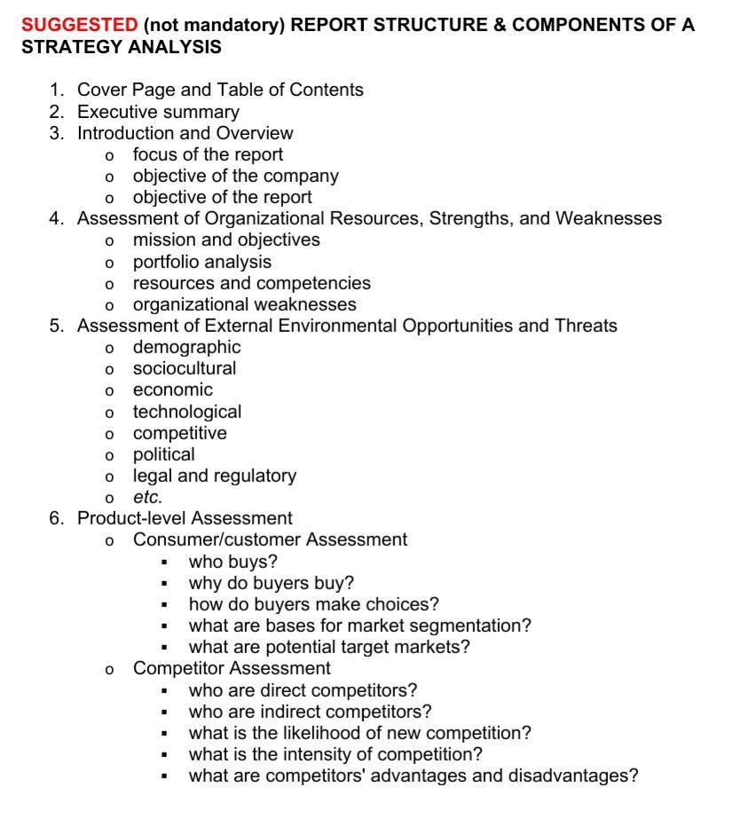 Choose a company and write on the below content.