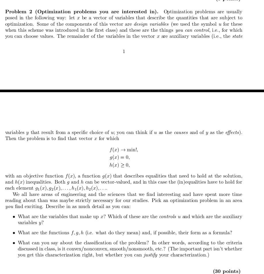 Problem 2 (Optimization problems you are