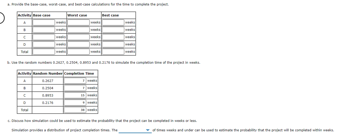 Problem 12-09 (Algorithmic) A project has four