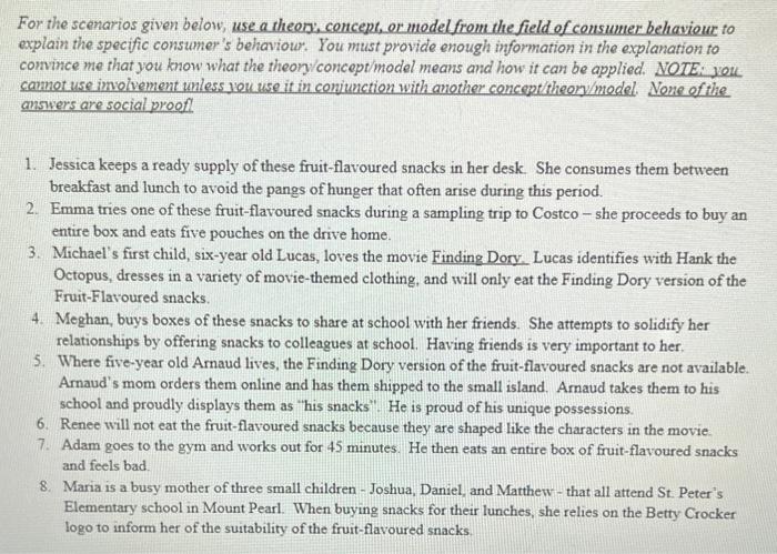 (Regarding consumer behaviour) Answer ALL and