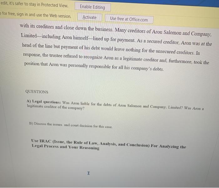 edit, it's safer to stay in Protected View. e for