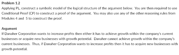 Problem 1.2 Applying PL, construct a symbolic
