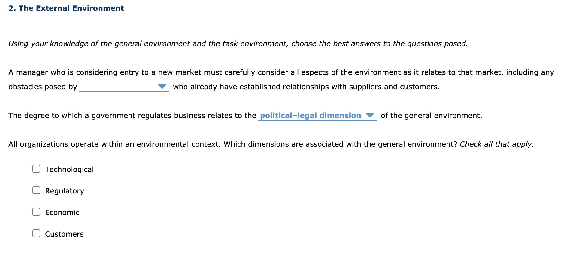 2. The External Environment Using your knowledge