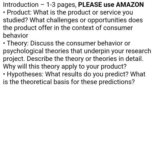 Introduction - 1-3 pages, PLEASE use AMAZON