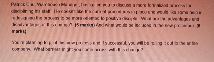 please help human resource management Patrick