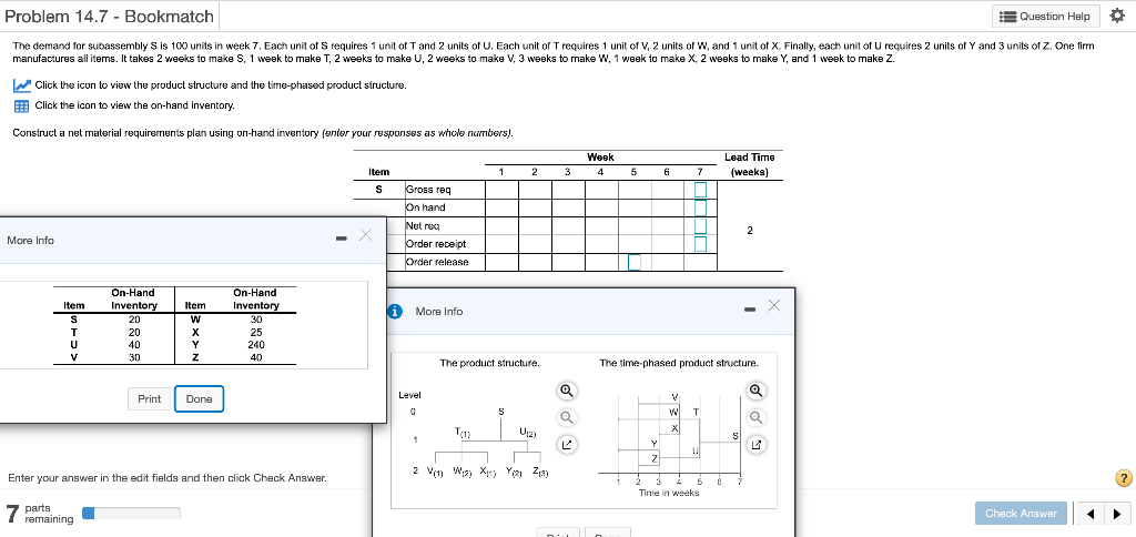Problem 14.7 - Bookmatch Question Help The demand