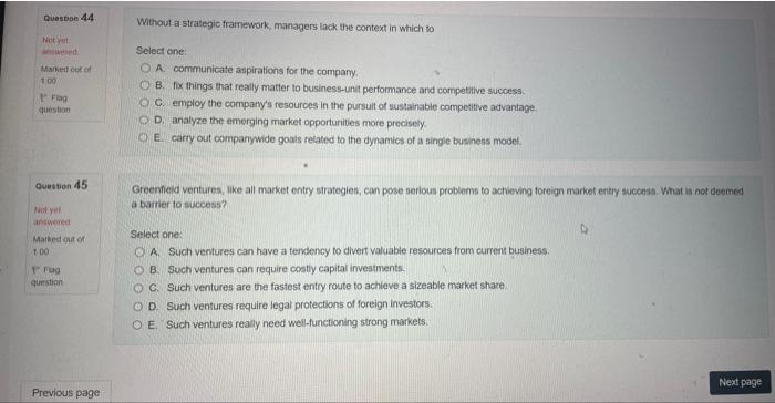 quespoe 44 Without a strategic framework,