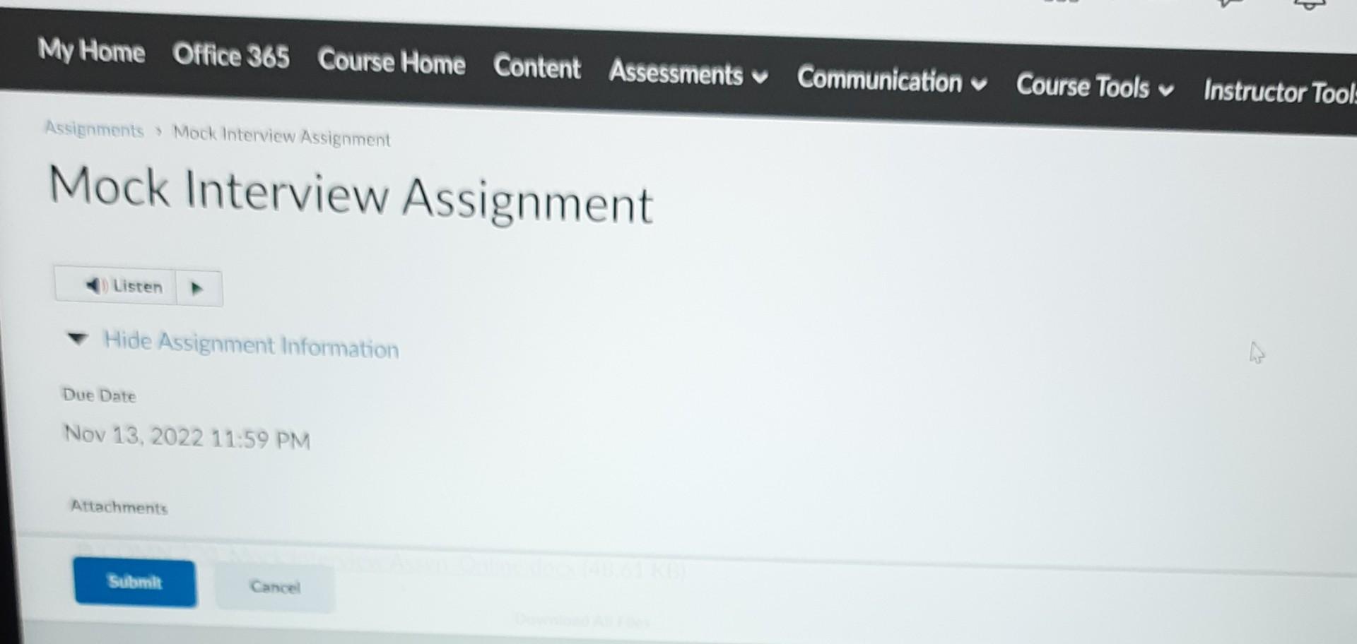 how to do the Mock interview assignment while you