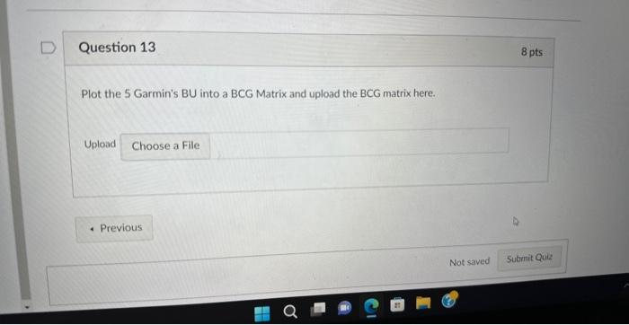 Plot the 5 Garmin's BU into a BCG Matrix and