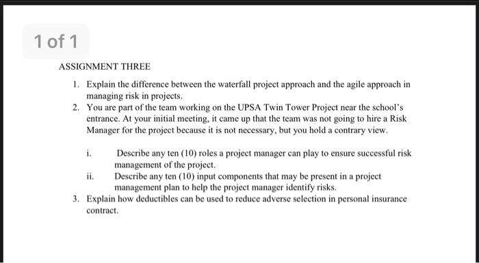 ASSIGNMENT THREE 1. Explain the difference