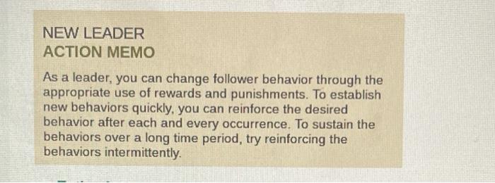 Select a leadership action memo from Chapter 7 or