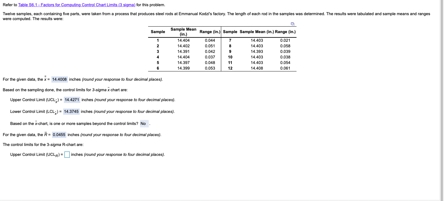 The control limits for the 3-sigma R-chart are: