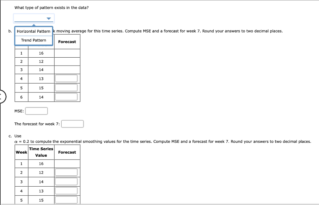 Consider the following time series data. Week 1 2