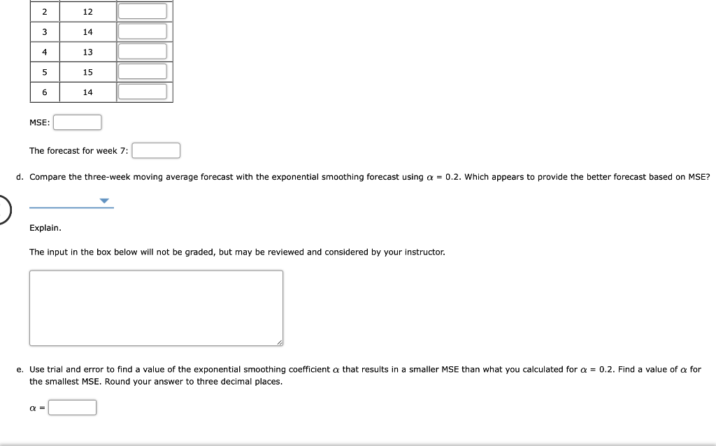 Consider the following time series data. Week 1 2