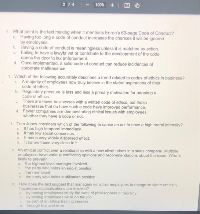 1. In which of the following ways does a code of