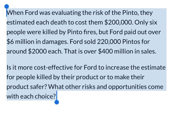 please explain in paragraph form. When Ford was