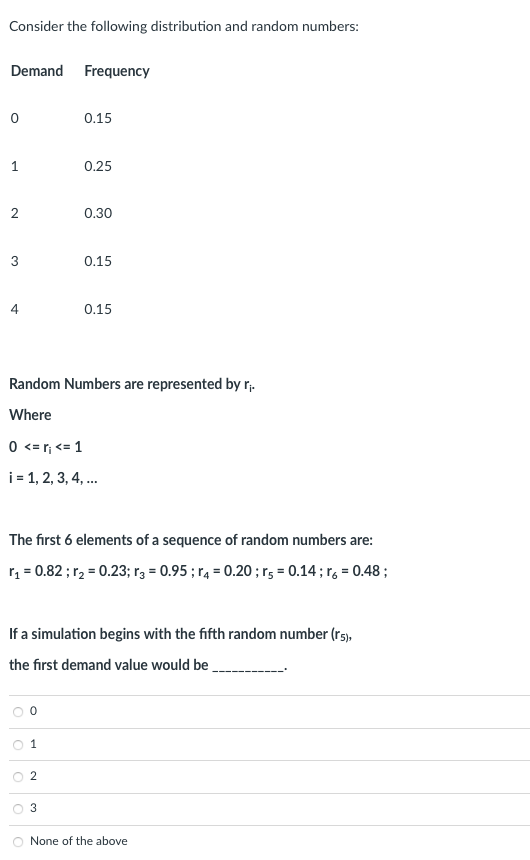 Consider the following distribution and random