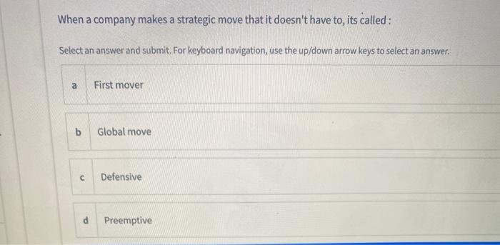 Another name for a focus strategy is: Select an