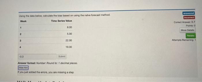 answered Using the data below, calculate the bias
