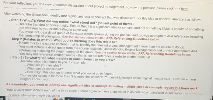 For your reflection, you will view a podcast