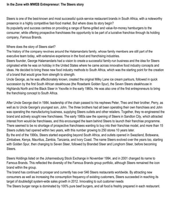 Question 1 based on case study In the Zose with