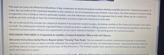 This week we jump into Rhetorical Situations. A