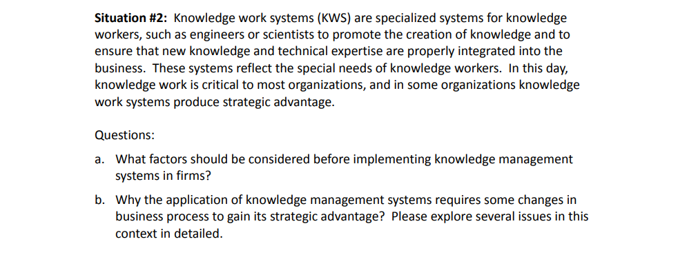 Subject: Management Information System Situation