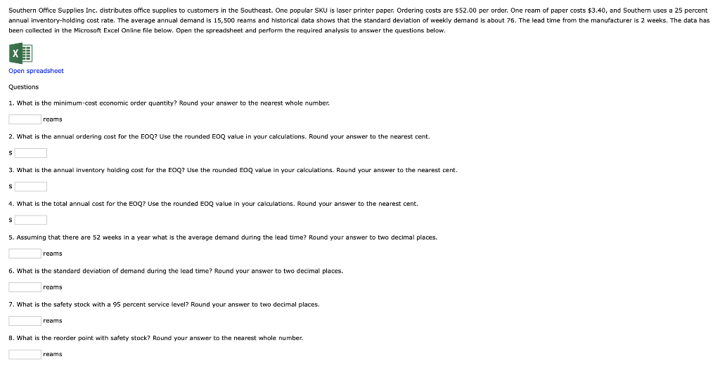 been collected in the Microsoft Excel Online file