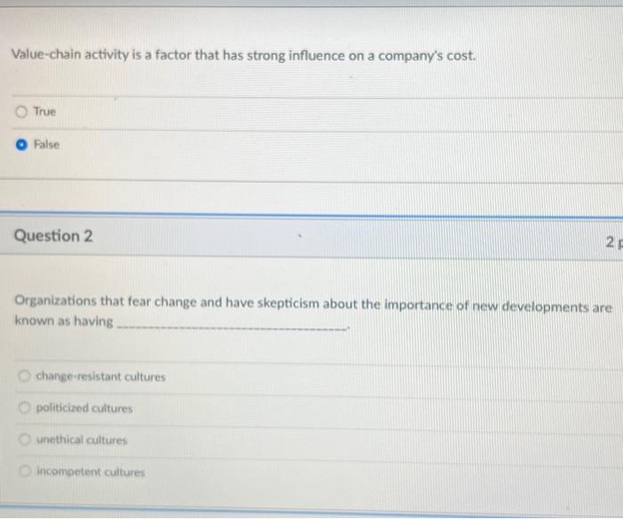 Value-chain activity is a factor that has strong