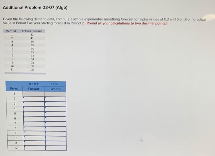 Additional Problem 03-07 (Algo) Given the