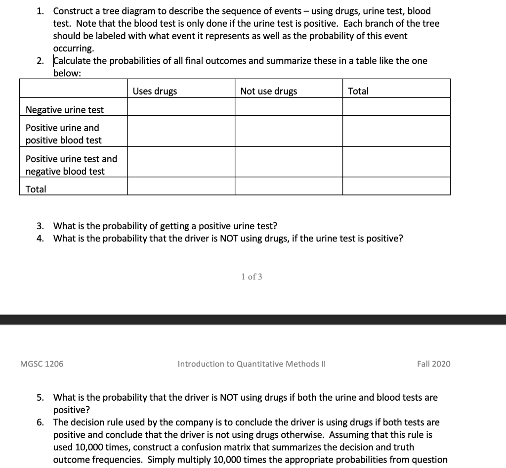 1. Construct a tree diagram to describe the