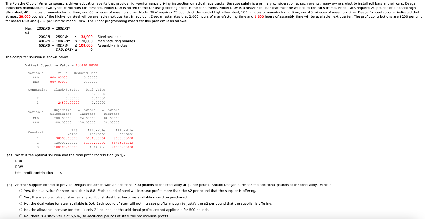 The Porsche Club of America sponsors driver